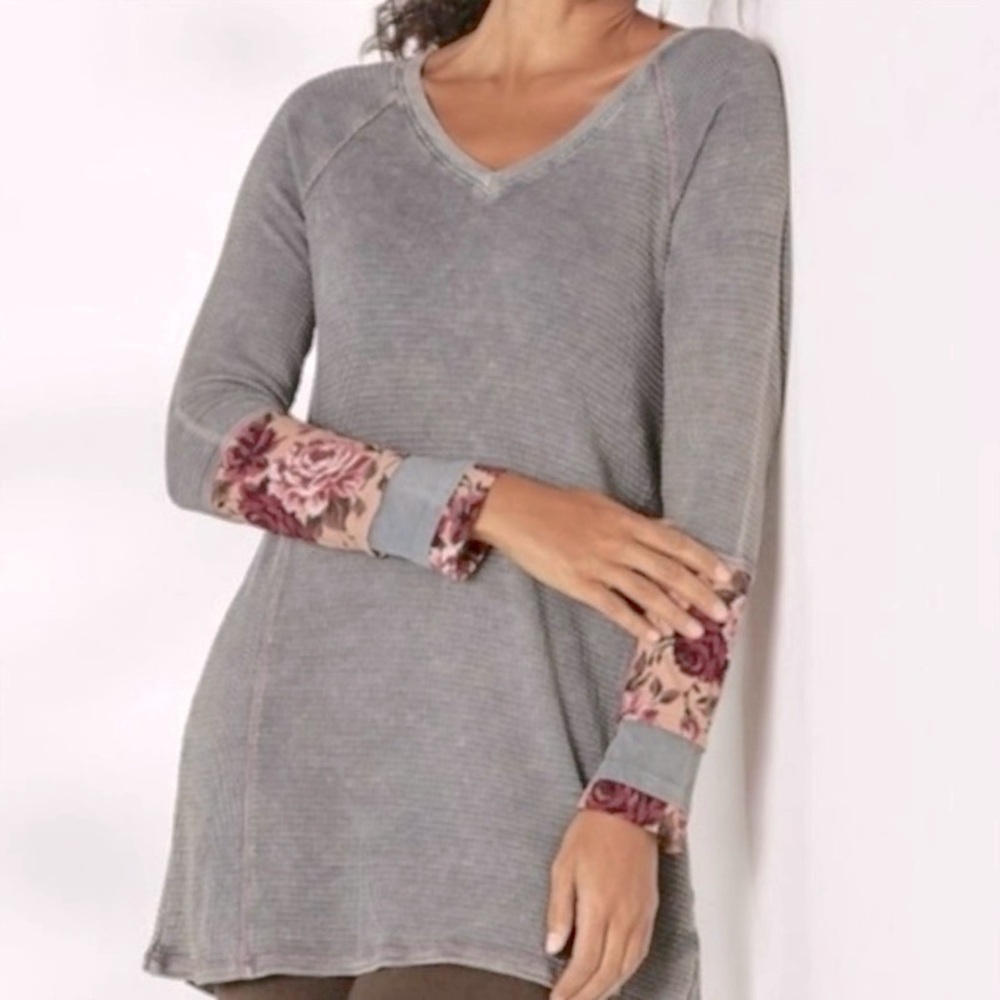Soft Surroundings Waffle Boho Top